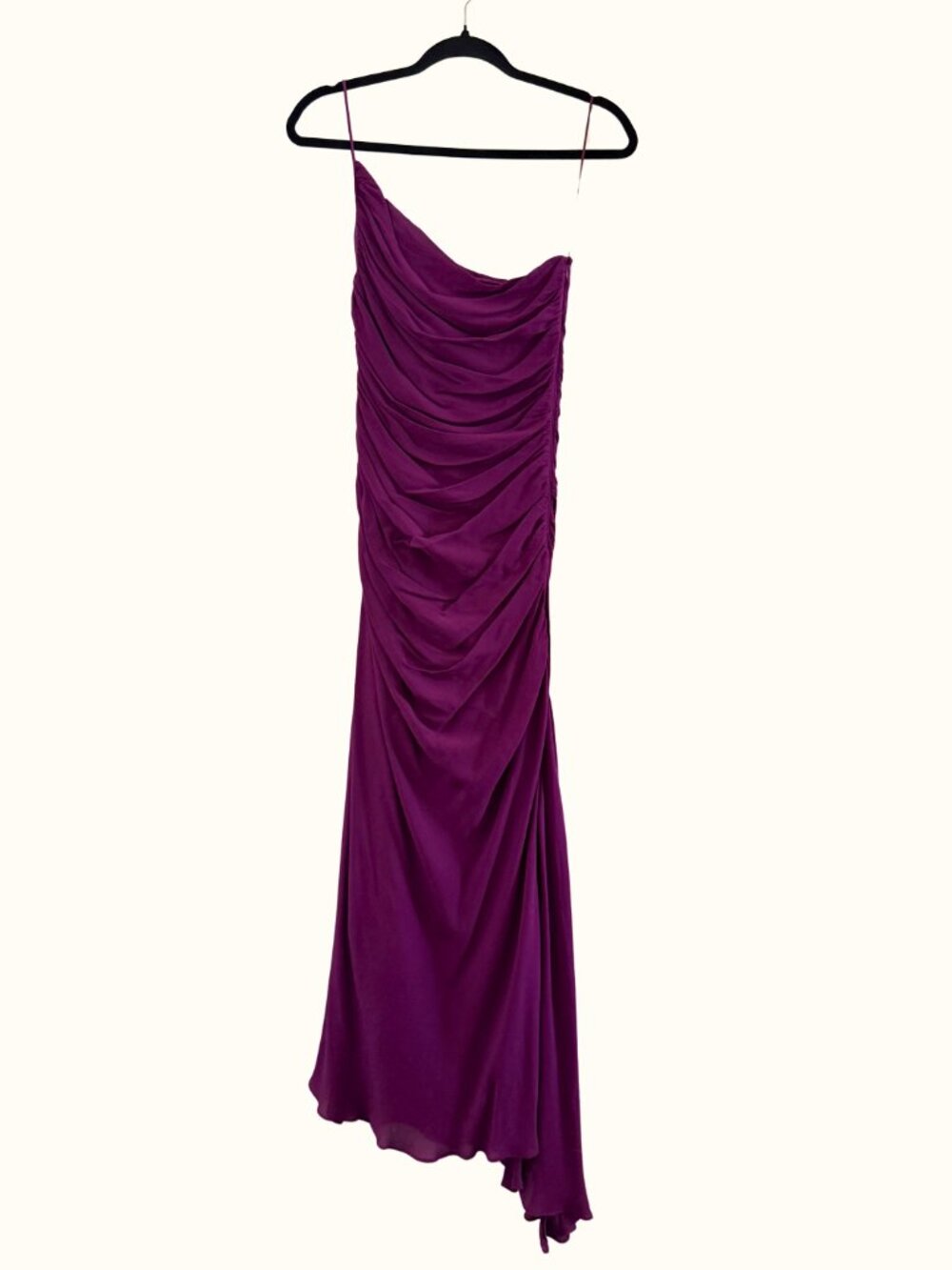 Mango Asymmetrical Draped Maxi Dress XS Berry Purple Occasion Dress